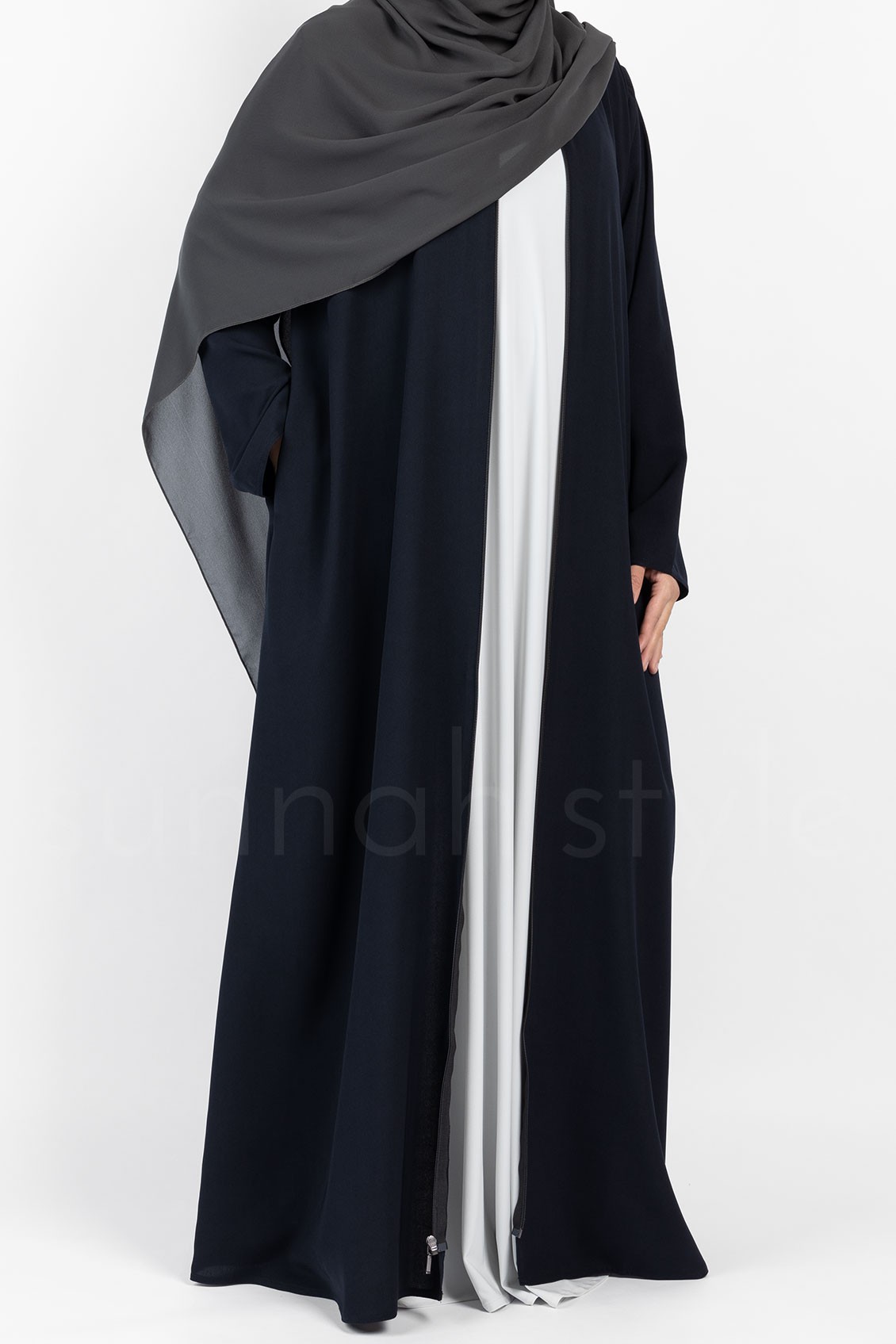 Sunnah Style Essentials Full Zip Abaya Navy Blue